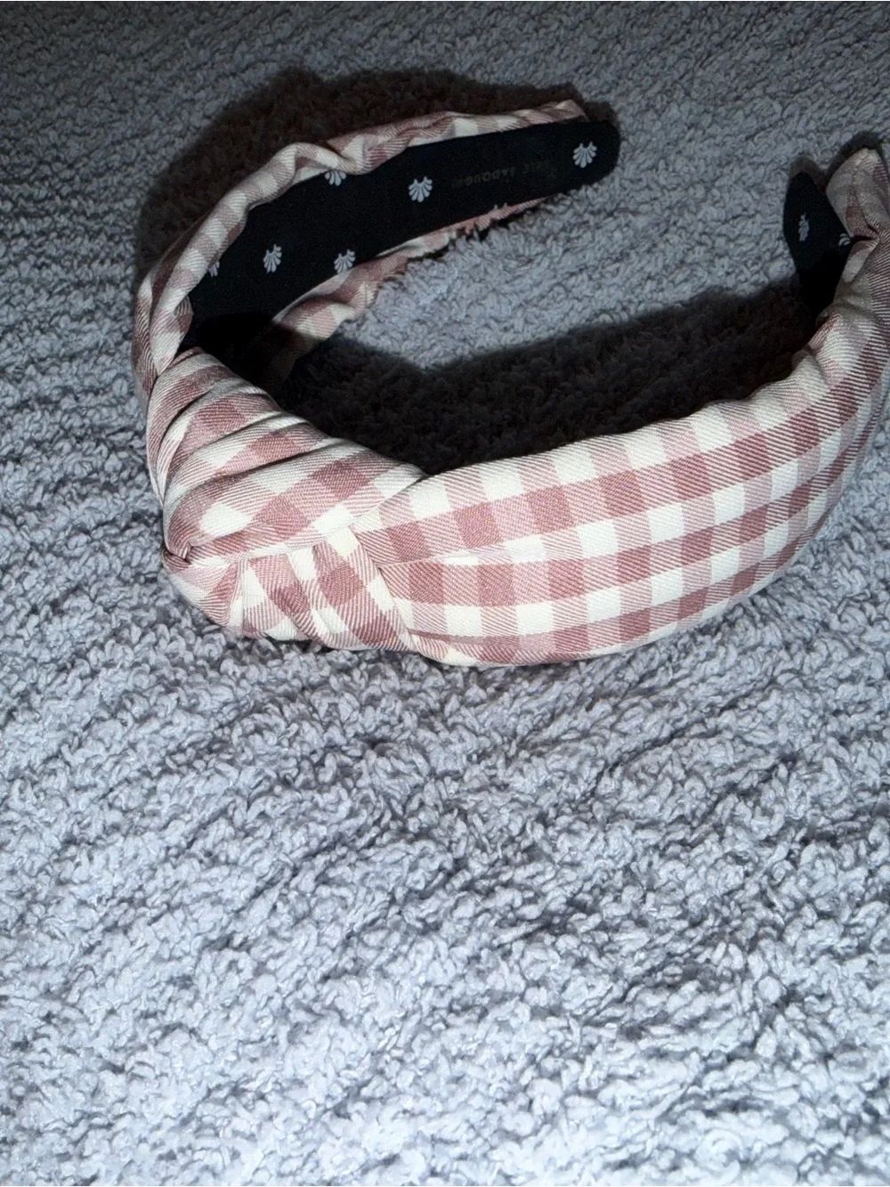 Lele Sadoughi Pink & White Gingham Knotted Headband
